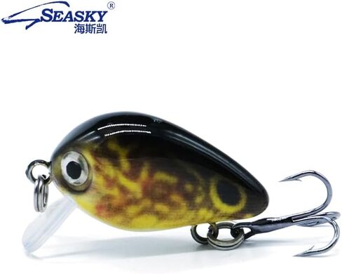 Seasky 2.5cm 1.5g Mini Crankbait Fishing Lures ، Bass Hard Topwater Hooks Baits الاصطناعية ، إغراء Panfish/Crappie ، 5pcs/Case 0.05 أوقية 1 بوصة in Kuwait