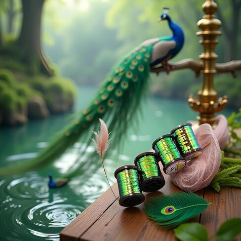 Pack of 1 Green Peacock Flat Tinsel 35 Yards Fly Tying Floss Thread Silky Yarns Fly Fishing Tying Line Materials Accessories in Saudi Arabia