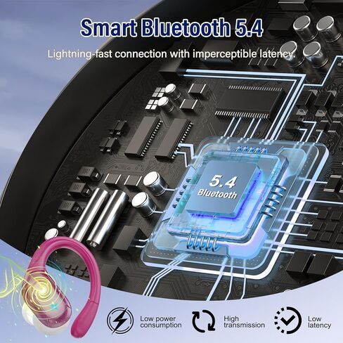 Wireless Earbuds Bluetooth 5.4 Headphones Sports 75H Stereo Deep Bass Over Ear Buds with Earhooks, Bluetooth Earbuds with 4 ENC Mic, LED Display, IP7 Waterproof Earphone for Running, Rose Gold in Kuwait