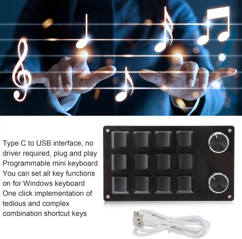 Tbest 12 Keys Programmable Keyboard,One Handed Macro Mechanical Keyboard 12 Key Multifunction DIY Programmable Keypad for Office Gaming Lab in Saudi Arabia