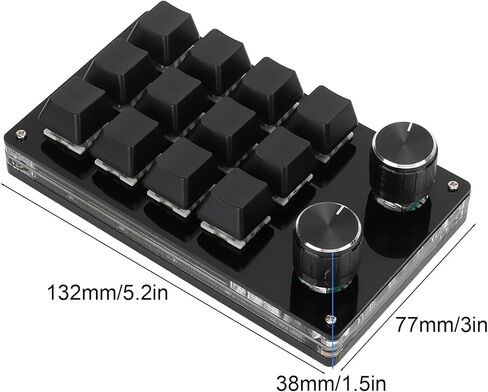 Tbest 12 Keys Programmable Keyboard,One Handed Macro Mechanical Keyboard 12 Key Multifunction DIY Programmable Keypad for Office Gaming Lab in Saudi Arabia