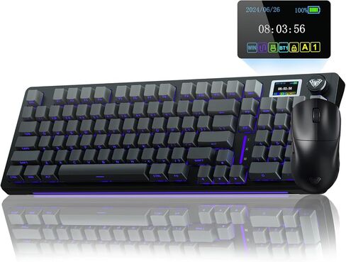 لوحة مفاتيح ميكانيكية لاسلكية AULA S98 مع شاشة و Knob SC800 MOUSE WIRELESS in Kuwait