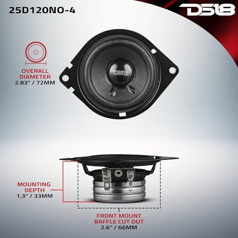 DS18 25D120NO-4 2.5 "OEM Dashboard Soundspeaker 4 أوم مع مغناطيس النيوديميوم ، مكبرات الصوت OEM رائعة للوحة المعلومات ، Fit Universal in Kuwait