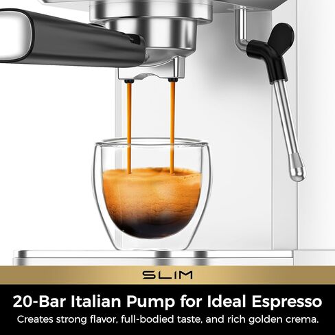 CHULUX Slim Espresso Machine with Milk Frother Steam Wand, 20 Bar Professional Pump Semi Automatic Espresso Coffee Machine for Home Cappuccino & Latte Maker, Gift for Dad or Mom in Kuwait