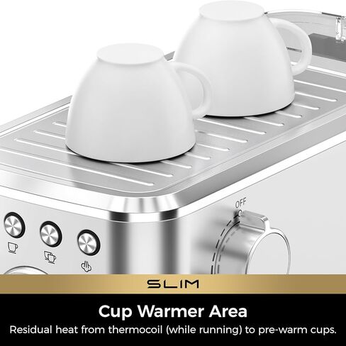 CHULUX Slim Espresso Machine with Milk Frother Steam Wand, 20 Bar Professional Pump Semi Automatic Espresso Coffee Machine for Home Cappuccino & Latte Maker, Gift for Dad or Mom in Kuwait