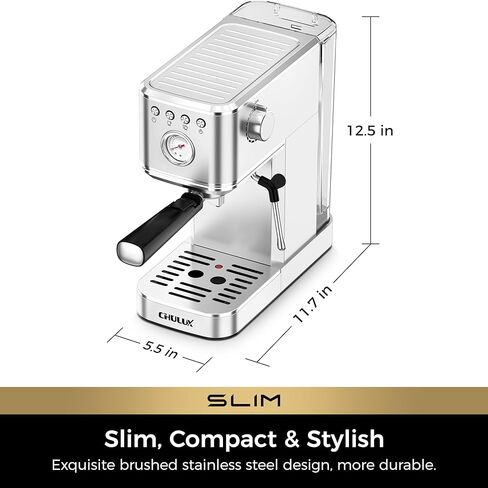 CHULUX Slim Espresso Machine with Milk Frother Steam Wand, 20 Bar Professional Pump Semi Automatic Espresso Coffee Machine for Home Cappuccino & Latte Maker, Gift for Dad or Mom in Kuwait
