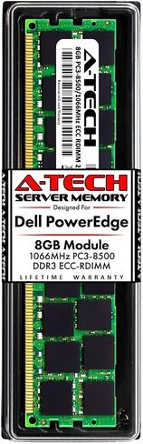 A-Tech 32GB (4x8gb) RAM لـ Dell PowerEdge R810 ، R810 II ، R910 ، R910 II ، M910 ، M910 II | DDR3 1066MHz ECC-RDIMM PC3-8500 2RX4 1.5V 240-PIN ECC مسجل DIMM KIT in Saudi Arabia