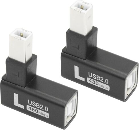 90 درجة USB B 2.0 محول الطابعة ، الزاوية اليسرى USB من النوع B الذكور إلى موصل MIDI الإناث ، Hull من الألومنيوم ، للبيانو الكهربائي الطابعة والمزيد من الأجهزة in Kuwait