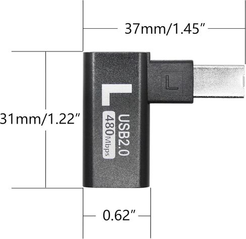 90 درجة USB B 2.0 محول الطابعة ، الزاوية اليسرى USB من النوع B الذكور إلى موصل MIDI الإناث ، Hull من الألومنيوم ، للبيانو الكهربائي الطابعة والمزيد من الأجهزة in Kuwait