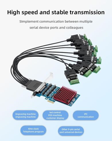 PCIe to Dual RS-485/422 Serial Port Card with DB9 Connectors - High-Speed 1-to-2 Multi-Port Expansion Card, Terminal Block Adapters in Kuwait