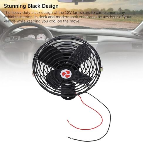 Heavy Duty 12V Car Fan, Quiet Metal Cooling Fan for Truck RV SUV Boat, 2 Speed Switch with 12V Car, Portable Cooling, Air (6 Inch) in Saudi Arabia