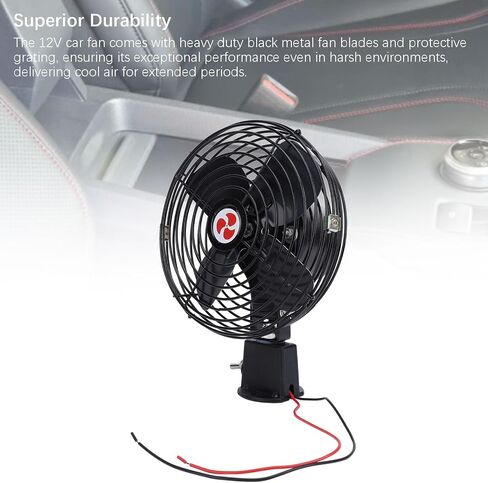 Heavy Duty 12V Car Fan, Quiet Metal Cooling Fan for Truck RV SUV Boat, 2 Speed Switch with 12V Car, Portable Cooling, Air (6 Inch) in Saudi Arabia