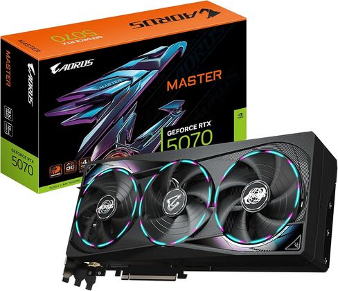 GIGABYTE AORUS GEFORCE RTX 5070 MASTER 12G CARDATICS-12GB GDDR7 ، 192BIT ، PCI-E.0 ، 2715 MHz CORE ، 3 X DP 2.1A ، 1 x HDMI 2.1B ، NVIDIA DLSS 4 ، GV-N50AORUS M-12GD in Saudi Arabia