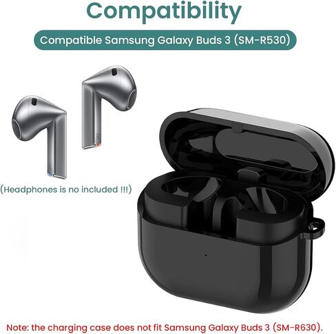 Charging Case for Samsung Galaxy Buds 3 (not pro), Replacement Charger Case Dock Charging Box with USB C Cable for Galaxy Buds 3 (SM-R530) Earbuds (Black) in Saudi Arabia