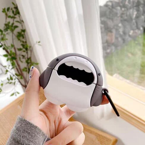 علبة أسماك القرش اللطيفة لـ AirPods Pro 2 Cover مع مجموعة نظافة ، Airpods Pro Cases Women Anti-Drop Silicone Airpods Pro Earbuds Charging Cases Conshain for AirPods Pro 1st/2nd Generation in Kuwait