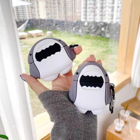 علبة أسماك القرش اللطيفة لـ AirPods Pro 2 Cover مع مجموعة نظافة ، Airpods Pro Cases Women Anti-Drop Silicone Airpods Pro Earbuds Charging Cases Conshain for AirPods Pro 1st/2nd Generation in Kuwait