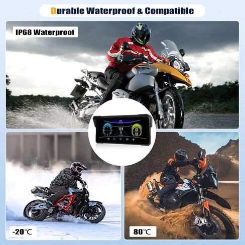 Carplay Screen for Motorcycle,Wireless CarPlay&Android Auto,8.1’’ IPS Waterproof Portable Radio with WiFi Video,BT,EQ,FM,DVR,SWC,Dual Front and Rear Cameras in Kuwait