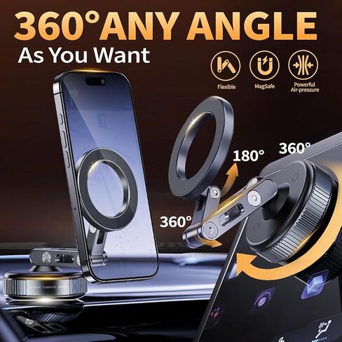 للحصول على Magsafe Car Mount - حامل الهاتف المغناطيسي الفراغي مع كوب شفط قوي ، وقصة الهاتف القابلة للتمديد القابلة للتعديل ، 360 درجة قابلة للدوار in Saudi Arabia