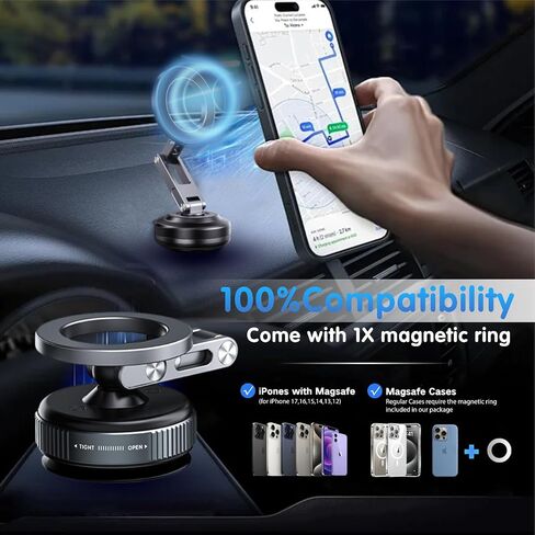 للحصول على Magsafe Car Mount - حامل الهاتف المغناطيسي الفراغي مع كوب شفط قوي ، وقصة الهاتف القابلة للتمديد القابلة للتعديل ، 360 درجة قابلة للدوار in Saudi Arabia