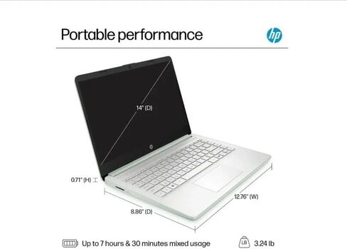 HP Stream 14 جهاز كمبيوتر محمول للطلاب ، Microsoft Office 365 ، Copilot AI ، 1TB Cloud Storage ، Intel N150 Processor (رباعي النواة) ، ذاكرة وصول عشوائي 16 جيجا بايت ، UFS 128 جيجابايت ، ويلو الأخضر ، ويندوز 11 المنزل ، مع مجموعة 5AVE. in Kuwait