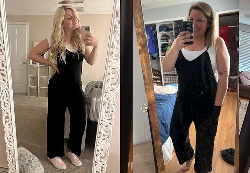 Women Casual Jumpsuits Summer Sleeveless Loose Jumpsuit Shoulder Strap Adjustable Long Pants Rompers with Pockets in Saudi Arabia