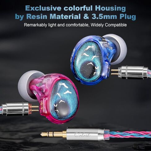 QOA Celest PhoenixCall 1DD+2BA+2FPD 5 Driver in Ear Monitor, HiFi Wired Earbuds, Gaming Earbuds, 5 Hybrid Drivers IEMs in-Ear Earphones, 3.5mm Detachable Cable for Musician Singers（Purple Blue） in Saudi Arabia