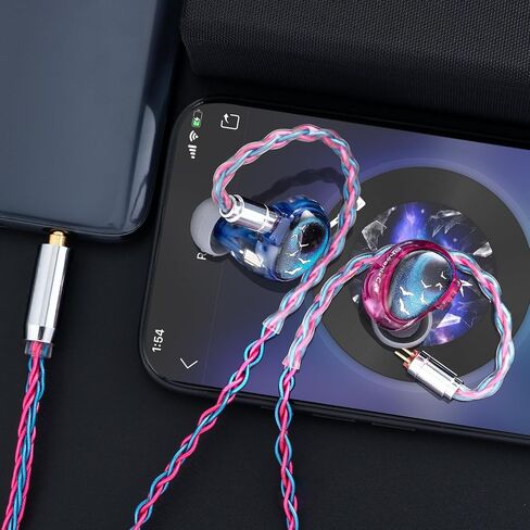 QOA Celest PhoenixCall 1DD+2BA+2FPD 5 Driver in Ear Monitor, HiFi Wired Earbuds, Gaming Earbuds, 5 Hybrid Drivers IEMs in-Ear Earphones, 3.5mm Detachable Cable for Musician Singers（Purple Blue） in Saudi Arabia