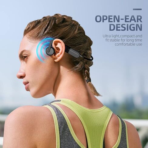 Bone Conduction Headphones Open Ear Headphones Bluetooth 5.0 Sports Wireless Earphones with Built-in Mic, Sweat Resistant Headset for Running, Cycling, Hiking, Driving, Black in Saudi Arabia