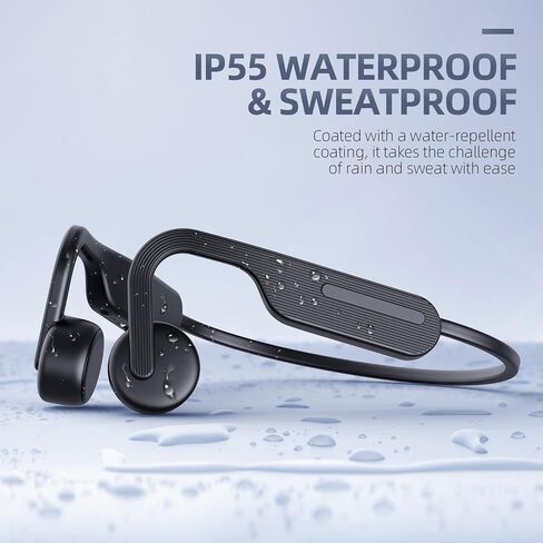 Bone Conduction Headphones Open Ear Headphones Bluetooth 5.0 Sports Wireless Earphones with Built-in Mic, Sweat Resistant Headset for Running, Cycling, Hiking, Driving, Black in Saudi Arabia