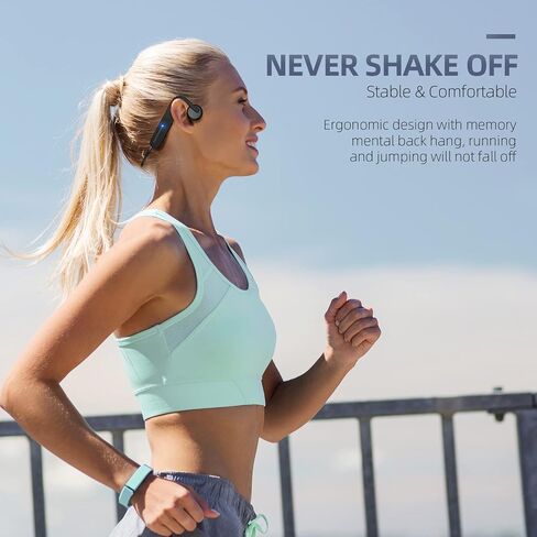 Bone Conduction Headphones Open Ear Headphones Bluetooth 5.0 Sports Wireless Earphones with Built-in Mic, Sweat Resistant Headset for Running, Cycling, Hiking, Driving, Black in Saudi Arabia