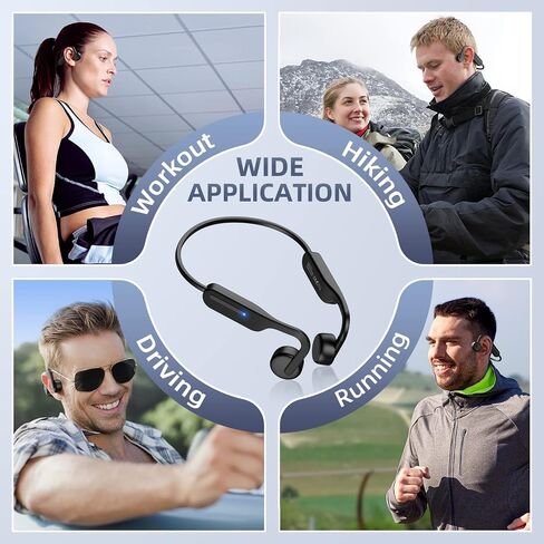 Bone Conduction Headphones Open Ear Headphones Bluetooth 5.0 Sports Wireless Earphones with Built-in Mic, Sweat Resistant Headset for Running, Cycling, Hiking, Driving, Black in Saudi Arabia