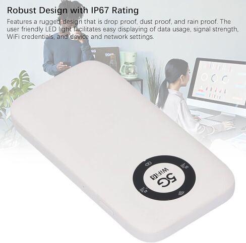 5G Mobile Hotspot ، WiFi 6 16 Users Wireless Trouter المحمولة مع فتحة بطاقة SIM وبطارية 7100 مللي أمبير في الساعة ، للاستخدام في الهواء الطلق للأعمال التجارية (أبيض) in Saudi Arabia