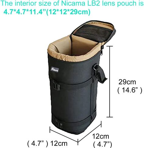 Nicama LB1 Deluxe Water-Resistant Camera Lens Pouch Case for Canon RF 800mm Tamron SP 150-600mm Sigma 150-600mm 150-500mm Nikon Nikkor AF-S 200-500mm & More, Zipper Polyester Lens Protective Bag in Kuwait