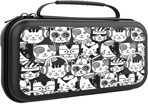 Cats Switch Case For Nintendo Switch/Switch OLED, with 20 Games Cartridges Cartoon Kittens Protective Travel Carrying Case Pouch for Console & Accessories WC28 in Saudi Arabia