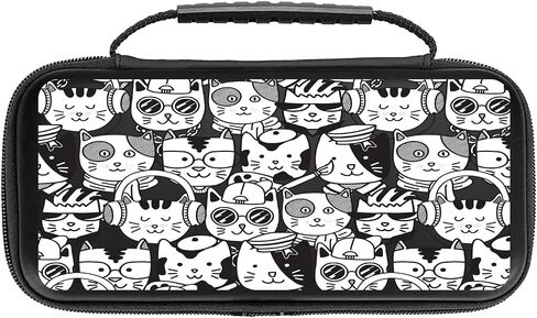 Cats Switch Case For Nintendo Switch/Switch OLED, with 20 Games Cartridges Cartoon Kittens Protective Travel Carrying Case Pouch for Console & Accessories WC28 in Saudi Arabia