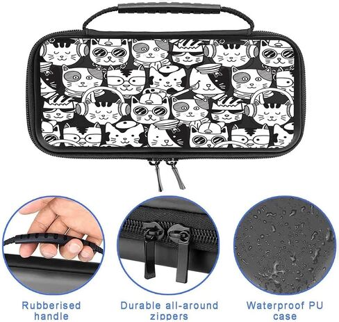 Cats Switch Case For Nintendo Switch/Switch OLED, with 20 Games Cartridges Cartoon Kittens Protective Travel Carrying Case Pouch for Console & Accessories WC28 in Saudi Arabia