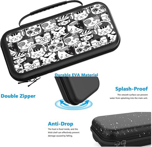 Cats Switch Case For Nintendo Switch/Switch OLED, with 20 Games Cartridges Cartoon Kittens Protective Travel Carrying Case Pouch for Console & Accessories WC28 in Saudi Arabia
