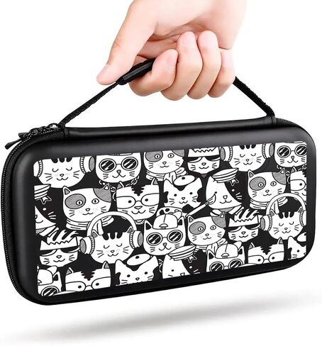 Cats Switch Case For Nintendo Switch/Switch OLED, with 20 Games Cartridges Cartoon Kittens Protective Travel Carrying Case Pouch for Console & Accessories WC28 in Saudi Arabia