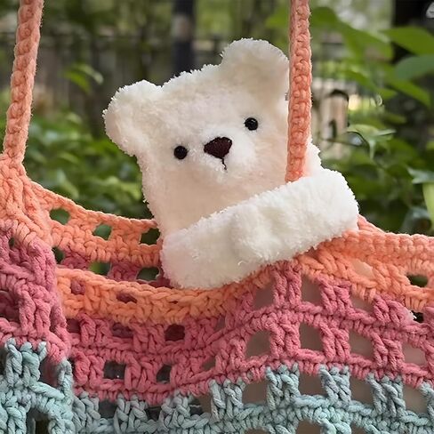 Crochet Handmade Cuddly Airpod Case, Cute Soft Hand Made Knitted Cartoon Animal Plush Doll Headphones Cover, Coin Purse Pouch (Brown Bear) in Kuwait
