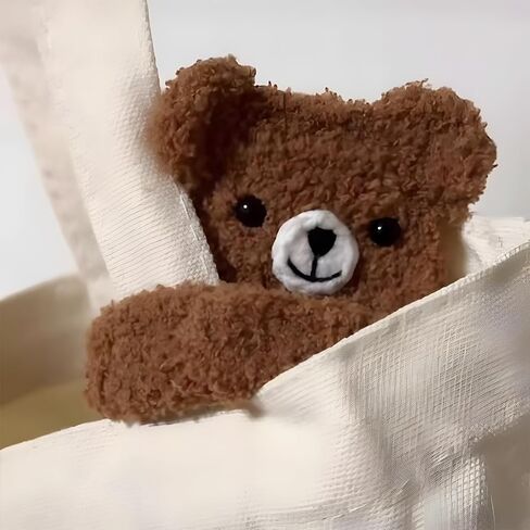 Crochet Handmade Cuddly Airpod Case, Cute Soft Hand Made Knitted Cartoon Animal Plush Doll Headphones Cover, Coin Purse Pouch (Brown Bear) in Kuwait