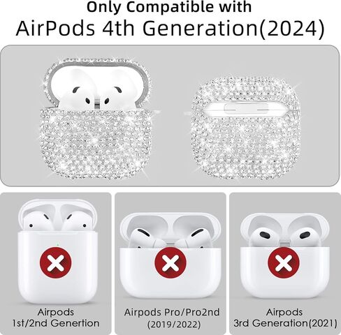 Compatible with AirPods 4 Case Cover 2024, Hard TPU Cover with Glitter Diamond for AirPods 4th Generation Case with Bling Butterfly Keychain and Cleaning Kit for Girls Women (Gold) in Saudi Arabia