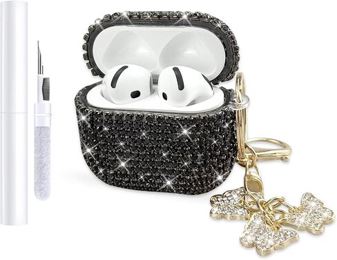 Compatible with AirPods 4 Case Cover 2024, Hard TPU Cover with Glitter Diamond for AirPods 4th Generation Case with Bling Butterfly Keychain and Cleaning Kit for Girls Women (Gold) in Saudi Arabia