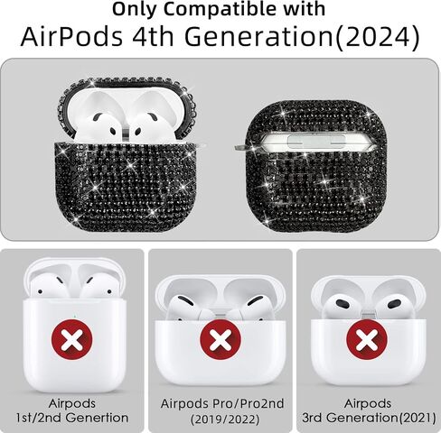 Compatible with AirPods 4 Case Cover 2024, Hard TPU Cover with Glitter Diamond for AirPods 4th Generation Case with Bling Butterfly Keychain and Cleaning Kit for Girls Women (Gold) in Saudi Arabia