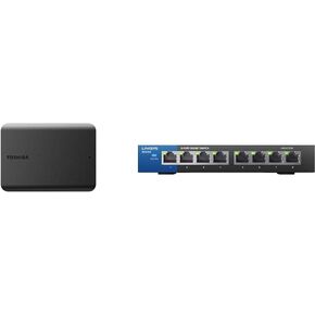 Toshiba Canvio Basics 2TB محمولة محمولة خارجية محمولة USB 3.0 ، أسود-HDTB520XK3AA & Linksys SE3008: 8-PORT GIGABIT ETHERNET التبديل غير المُدارة ، شبكة الكمبيوتر ، موانئ الاستشعار التلقائي in Kuwait