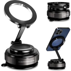 Magnetic Phone Holder for Car, 360° Rotatable Suction Cup Mount for Car Dashboard & Gym, Universal Phone Bracket, Hands-Free Compatible for iPhone 17/16/15, Samsung Galaxy S23/S22, All Phones in Kuwait