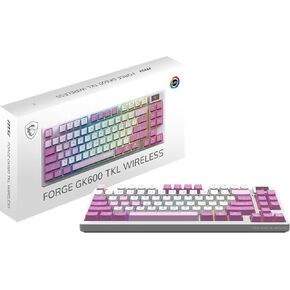 MSI Forge GK600 TKL W Violet US - مفاتيح خطية ميكانيكية - مفاتيح PBT المصبوبة ، قاعدة مضادة للانزلاق ، RGB LED ، USB 2.0 ، Bluetooth ، 2.4 GHz - Tenkeyless in Kuwait