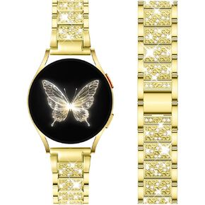 DaQin Bling Metal Bands Compatible with Samsung Watch Bands for Women 7 6 5 4 Active 2 FE 40mm 44mm/Galaxy Watch 5 Pro/6 4 Classic Band, 20mm Sparkling Luxury Strap for Galaxy Watch 7 Band Women in Kuwait