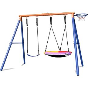 2 in 1 Swing Set for Kids Outdoor Swing Set 500LBS 1 Saucer Swing Seat and 1 Belt Swing Seat Heavy Duty Swing Set for Playground Backyard Playset in Saudi Arabia