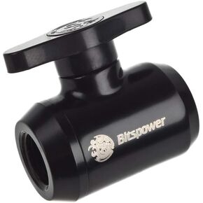 Bitspower G1/4" Mini Valve with Black Handle, Matte Black Body in Kuwait