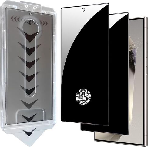 2 Pack for Samsung Privacy Screen Protector, [Auto-Alignment, Auto-Dust Removal] Easy Installation, Fingerprint Unlock Compatible, Anti-Spy Tempered Glass Film (For Galaxy S24 Ultra) in Kuwait